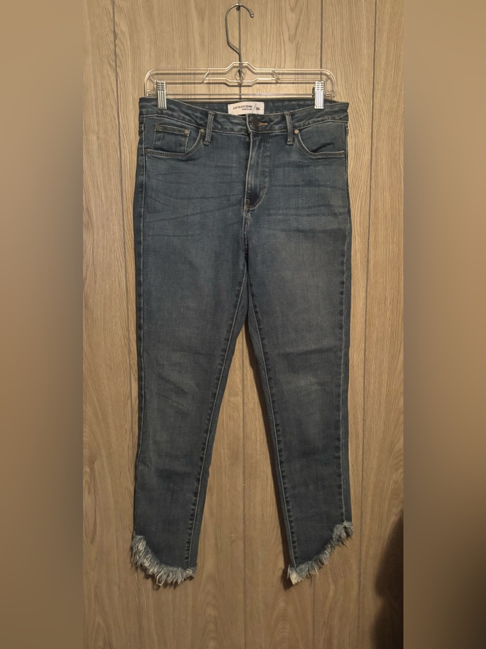 Just Black Dark Blue Cropped Frayed-Hem Skinny Jeans